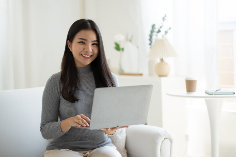 young beautiful asian woman using laptop computer 2023 11 27 05 19 26 utc